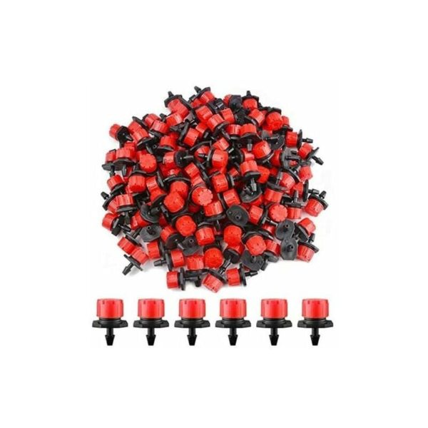 FVO 200 Pcs Adjustable Irrigation Drippers, 1/4 Inch Drip Irrigation System Micro Flow Dripper Head Irrigation Mist Nozzles for Vegetable Gardens or