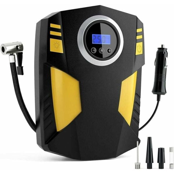 FVO Car Tire Inflator, 12V Portable Car Air Compressor, Autonomous Electric Tire Inflator with Cigarette Lighter Plug for