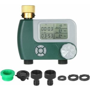 FVO Flexible Programmable Faucet Digital Timer Outdoor Battery Operated Automatic Watering System Sprinkler Irrigation Controller with 2 Outlet