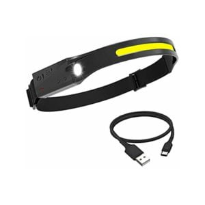FVO LED Headlamp USB Rechargeable 1200mAh Waterproof COB XPE Head Torch 5 Models with Running, Camping, Cycling Helmet, Fish, Repair, Photographing,