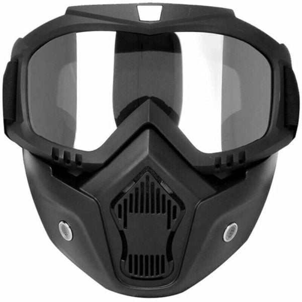 FVO Motorcycle Face Mask High Definition Goggles With Mouth Filter For Open Face Helmet Motocross Face Protector, Transparent