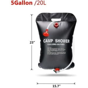 FVO - Solar Shower Bag, 20L Portable Solar Heating Camping Shower Bag, Travel Solar Shower with On/Off Switch Hose and Shower Head, for Camping