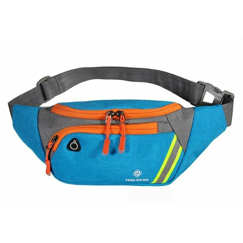 FVO Sports Fanny Pack for Women and Men Belt Bag Flat Hip Bag Waterproof Sports Bag Outdoor Running Belt Waist Bag with Helmet Holster for Camping