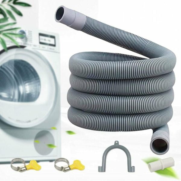 FVO Washing Machine Drain Hose Universal Drain Hose PVE Material Includes Holder and Clamps Hose Extension for Dishwasher Washing Machine (1.5m)