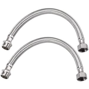 Faucet Supply Line Connector G1/2 Female x G1/2 Male 16 Inch Length 304 Stainless Steel Hose 2pcs