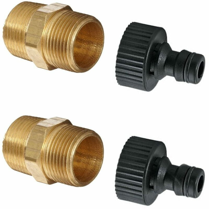 Finerfilters - Garden Hose Tap Connector Fittings for 3/4 Systems ¦ 3/4 Brass Hex Nipple & Hozelock Style Fitting x 2