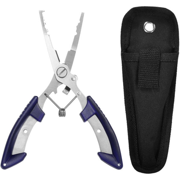 Fishing Pliers Scissors Aluminium Fishing Pliers Saltwater Multi-tool Hook Remover Fishing Line Cutting Stainless Steel, Blue - Blue - Taruor