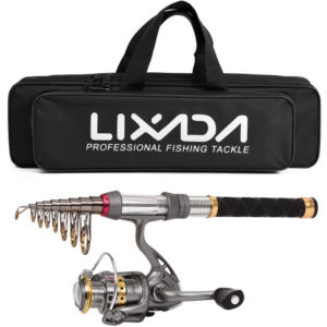 Fishing Rod Reel Combo Carbon Fiber Telescopic Fishing Pole Spinning Reels Fishing Carrier Bag for Travel Fishing,model:Fishing rod reel combo 1.8M