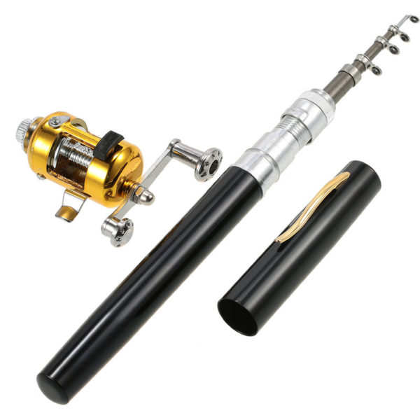 Fishing Rod Reel Combo Kit Set Mini Telescopic Portable Pocket Pen Fishing Rod Pole + Reel Aluminum Alloy Fishing Accessories