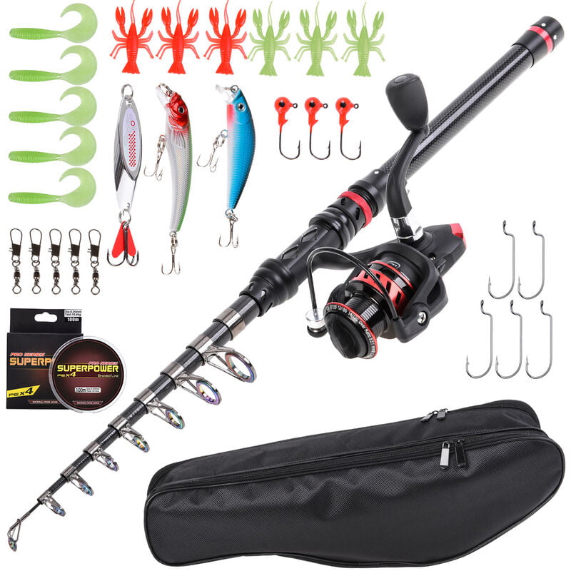 Fishing Rod and Reel Combo Carbon Fiber Telescopic Fishing Rod with Spinning  Reel Combo Carrier Bag Case Saltwater Freshwater Travel Fishing Lures -  Garden Equipment Review