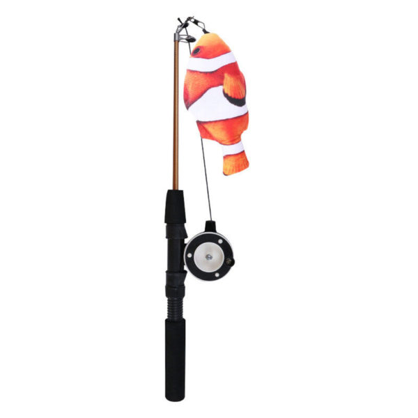 Fishing rod cat toy, interactive fun game toy with telescopic baguette, can be used for kittens and cats (Clown fish)