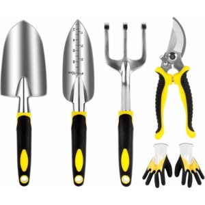 Flkwoh - Garden tools garden tool set, robust garden tool 5 in 1 garden tool set stainless steel with hand trowel, planter, hand rake, shovel, weed
