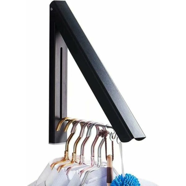 Foldable Telescopic Drying Rack Aluminum Alloy Wall Hanging Drying Rack (black)