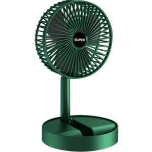 Foldable Telescopic Fan Wireless Portable Desk Fan usb Rechargeable Built-in Battery 2000mAh Adjustable Height 3 Speeds, Green - Green