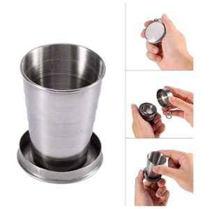 Folding Mug 75ML Stainless Steel Telescopic Mug Premium Keychain Wine Glass Stackable Outdoor Drinking telescopic camping bottle folding water