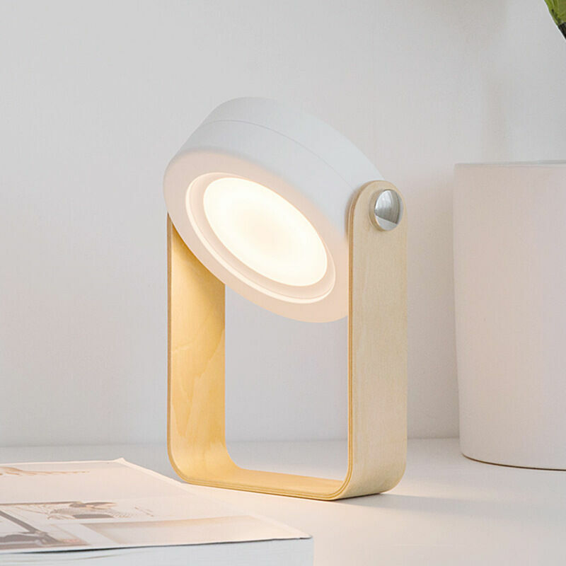 Folding Table Lamp, Table Desk Lamp, Portable Folding Telescopic Night Light, Portable Lantern with Wooden Handle, usb Charging Led Reading Lamp for