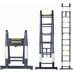 Folding Telescopic Ladder 3.8M (1.9M + 1.9M) Aluminum Ladder Stepladder Capacity 150kg