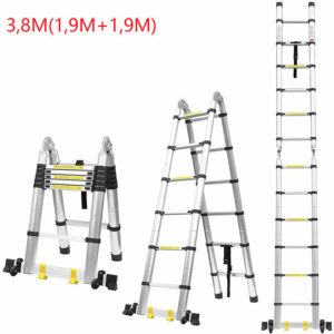 Folding Telescopic Ladder 3.8M (1.9M + 1.9M) Aluminum Ladder Stepladder Max Load 150kg