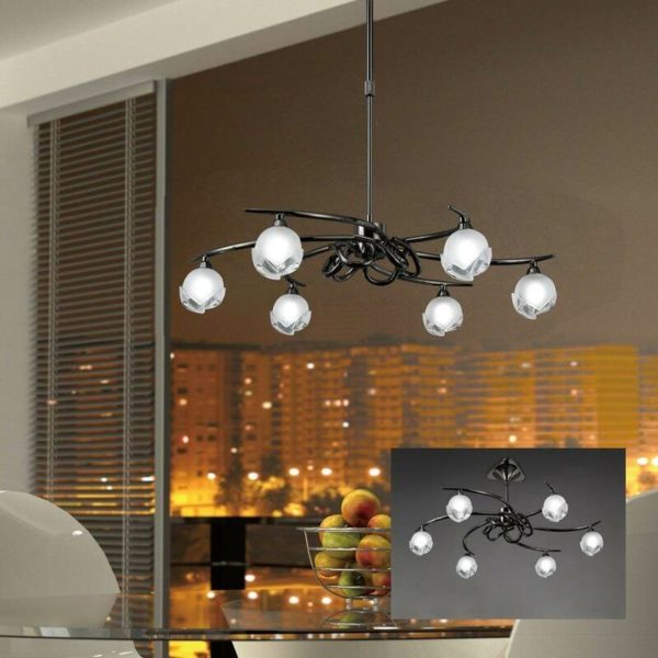 Fragma Convertible Telescopic Semi-Ceiling Light 6 Bulbs G9, black chrome