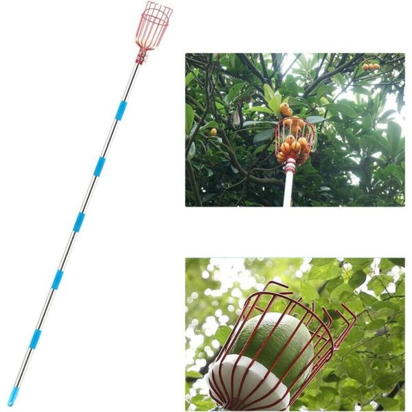 Fruit Picker, 9 Feet Fruit Picker With Aluminum Light Weight And Telescoping Pole Basket, Fruit Grabber Easy To Assemble