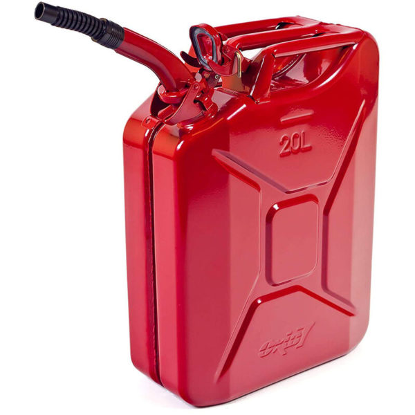 Fuel Oil Can, 20L Metal Jerry Can With Spout for Plate Petrol Diesel Gasoline Storage (Red)