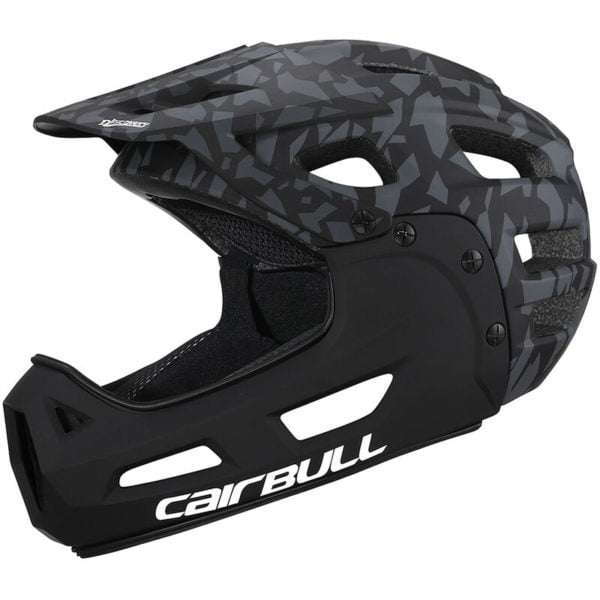 Full Face Bike Helmet Adult Cycling Helmet with Detachable Chin Guard and Visor for Mountain Biking,Black Camouflage - Black Camouflage