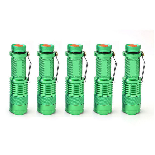 Fvbjd - 5pcs Mini Telescopic Zoom Rechargeable Flashlight - green