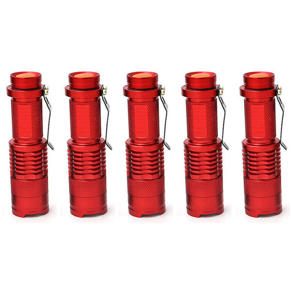 Fvbjd - 5pcs Mini Telescopic Zoom Rechargeable Flashlight - red