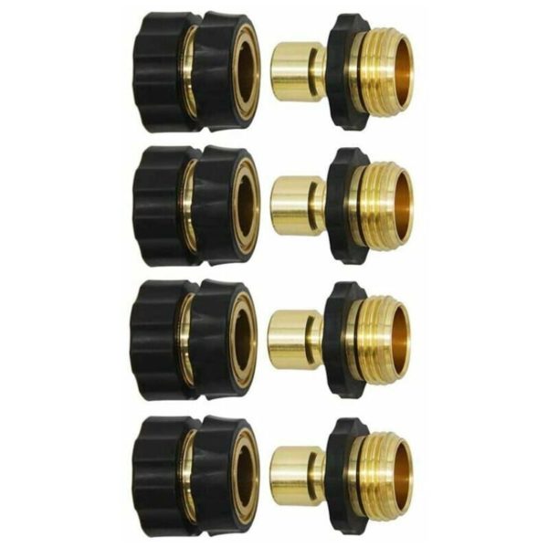 Garden Couplers 3/4 Inch Garden Hose Couplers Quick Couplers - 4 Sets