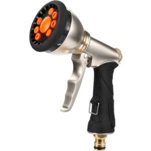 Garden Hose Connections, Metal Garden Hose Connector, 9 Adjustable Patterns, Heavy Duty High Pressure Spray Nozzle Perfect for Car Washing, Cleaning,