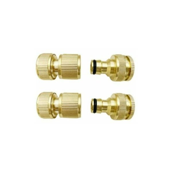 Garden Hose Connector, 4 Pack Water Hose Connector Brass Garden Hose Connector, 4 Pack Brass Tap Nose Hose Connector 1/2 and 3/4 External Thread