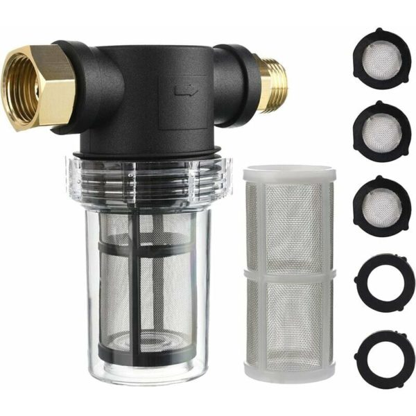 Garden Hose Filter Pressure Washer Water Inlet Sediment Inline Filter 40 Mesh Screen Extra 100 Mesh