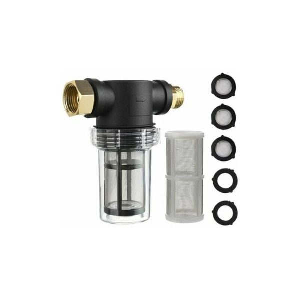 Garden Hose Filter for Pressure Washer Water Inlet, Inline Sediment Filter, 40 Mesh Screen, 100 Mesh Extra