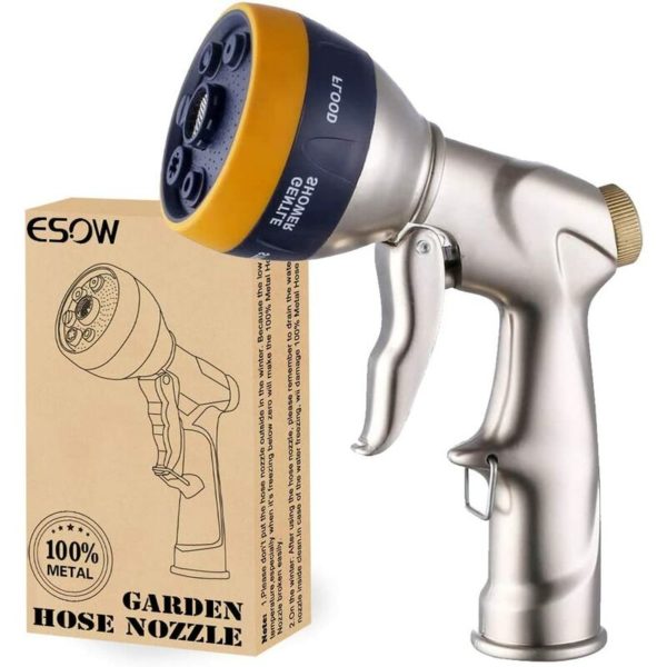 Garden Hose Nozzle with Multi-Spray Nozzle Area Upgraded, 100% Heavy Duty Metal Spray Gun with Durable ABS-Plastic, 7 Adjustable Patterns Best for