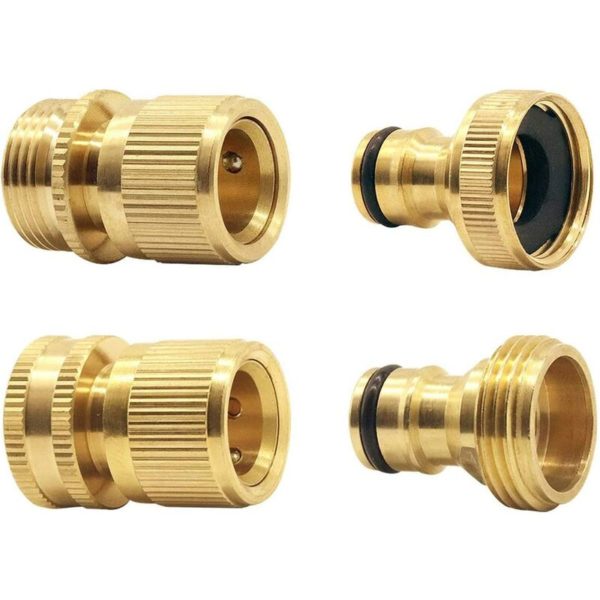 Garden Hose Quick Connector Brass Quick Hose End Connector Garden Hose Nozzle Connect Kit,Quick Disconnect Hose Fittings Male and Female