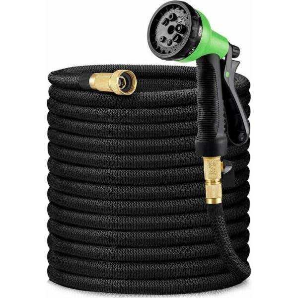 Garden Hose, Retractable Garden Hose,Expandable Garden Hose Black Expandable Retractable Garden Hose with 8 Gun Function 25FT