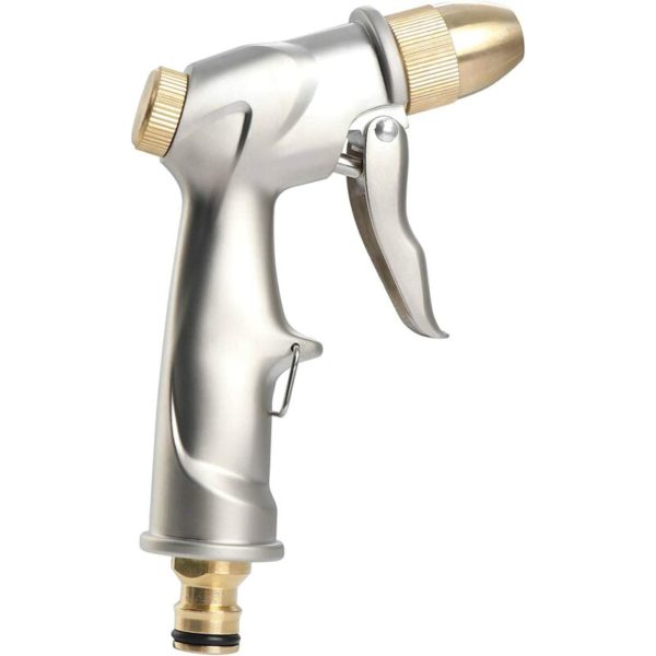 Garden Hose Spray Gun with Brass Nozzle, High Pressure Zinc Alloy for Plant Watering, Cleaning, Car Wash and Pet Shower