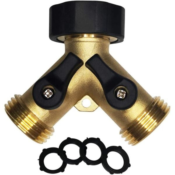 Garden Hose y Valve Connectors Copper Hose Splitter Brass y Valve Water Outdoor Garden Hose Adapter 2 Way y Valve y Hose Adapter Garden Faucet y