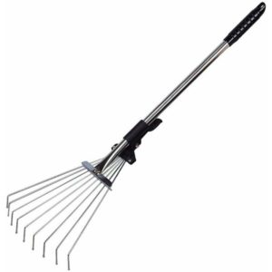 Garden Leaf Rake Metal Adjustable Garden Rake Extendable Weed Rake Camp Rake for Garden Lawn Yard