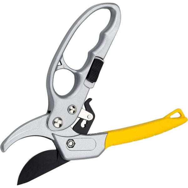 Garden Secateurs 20.5cm, Gardening Pruning Shears with Rubber Handle for Cutting Stems and Branches - Ø20mm, Yellow