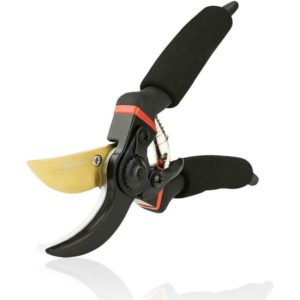 Garden Secateurs Straight Blade in Steel and Titanium Flower Scissors Cut Bypass Dry Wood. Ergonomic Handles