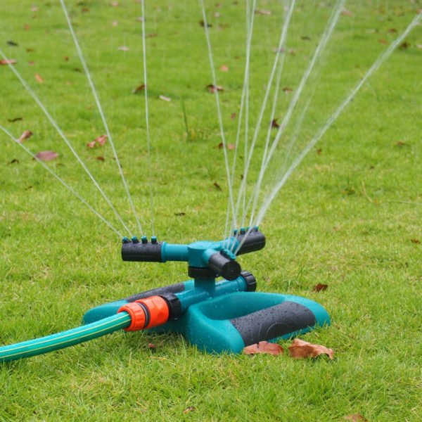 Garden Sprinkler, 3 Nozzle Lawn Sprinkler, 360° Rotating Automatic Water Sprinkler System Water Spray Sprinkler Adjustable Sprinkler (Butterfly)