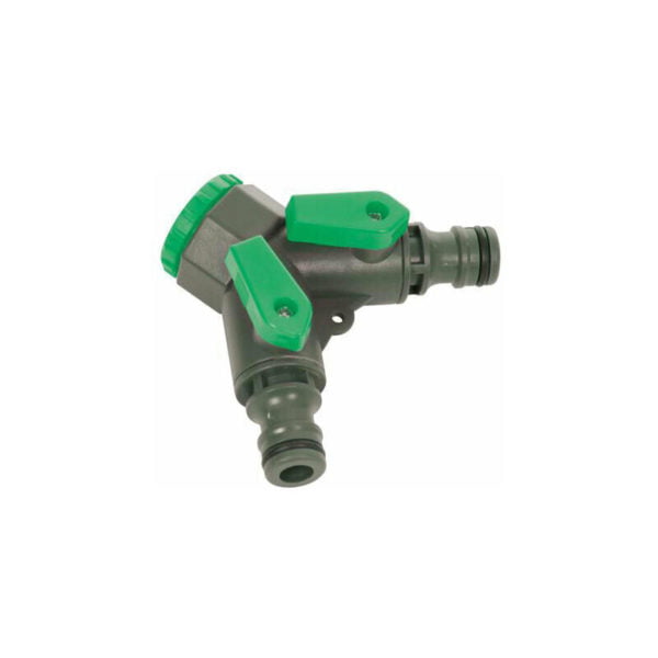 Garden Tap Connector ¾" BSP to 2 Way ½" Inch Male Split Hose / Sprinkler Water