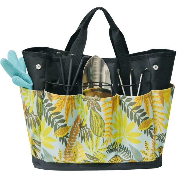 Garden Tool Bag Gardening Tote Bag Outdoor Multi Pocket Garden Tool Kit Organizer Bag Compact Hand Tool Gardeners Storage Bag (Leaves)