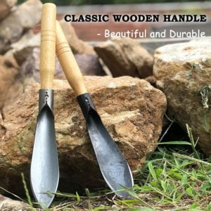 Garden Trowel Shovel Hand Tool Digging Bonsai Tool Metal Detector Shovel Garden Gift Ladies, Silver and Black