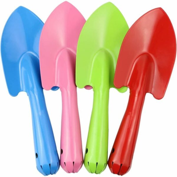 Gardener's Tools Kit 4 Mini Shovels for Kids, Colorful Metal Trowel, Garden Hand Shovel Kits for Planting, Digging, Transplanting, Soil (Red, Blue,