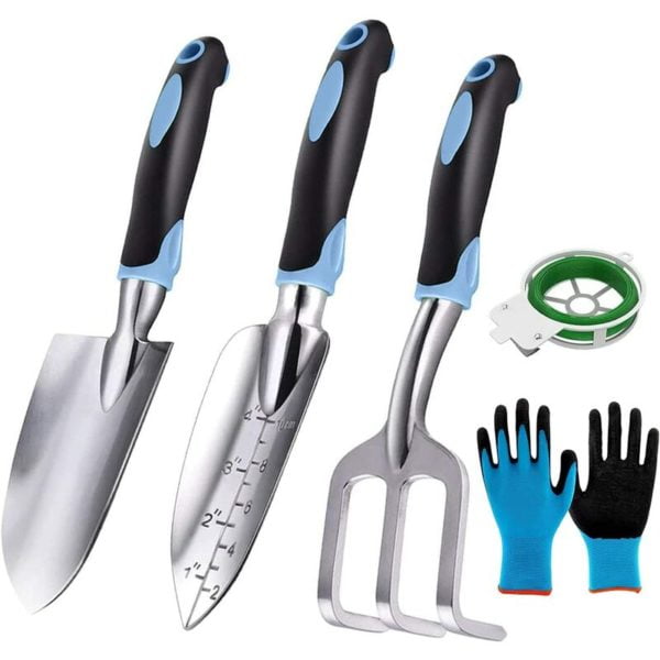 Gardening Kit, Garden Tools Set of 5 Pieces Very Robust & Easy to Use, Gardening Kit, Shovels Trowel, Transplanter, Hand Rake, Glove