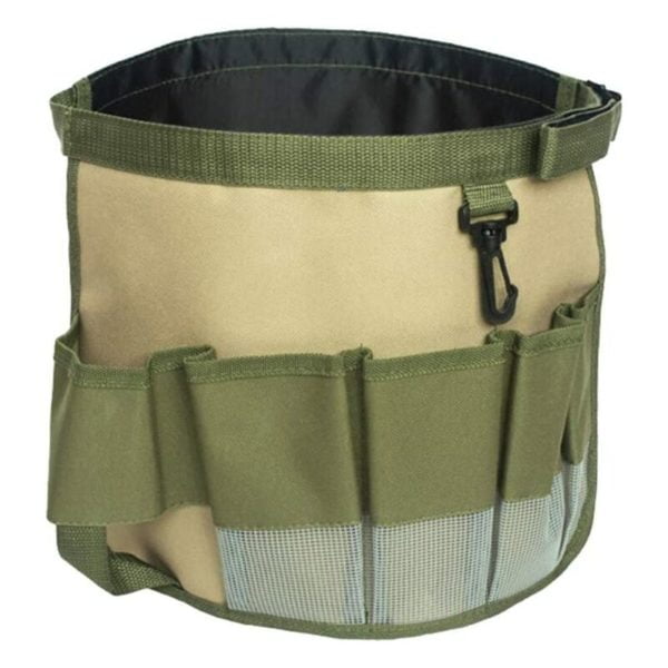 Gardening Tool Belt Bag, Waterproof 600D Oxford Cloth Bucket Foldable Multi-Function Tool Pouch Transparent Pockets Garden Tool Organizer Tool Bag