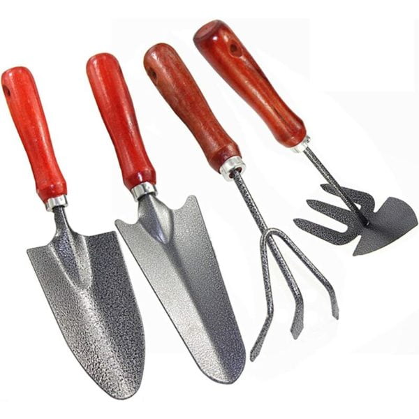 Gardening Tool Kits, 4pcs Succulent Transplant Tools Mini Bonsai Tools, Indoor Gardening Tool Kit with Mini Rakes Shovel and Spade for Garden and Home