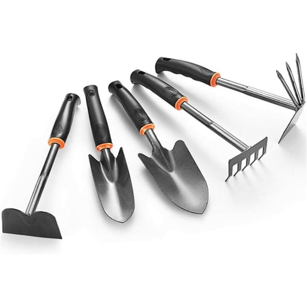 Gardening Tools, Garden Tools Robust Heads Carbon Steel and Ergonomic Handles, with Excavator, Transplant, Hand Rake, Manual Weeders, Garden Binette,
